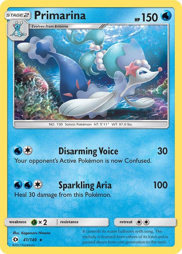 Primarina (41/149) (Theme Deck Exclusive) [Sun & Moon: Base Set] (Online Only)