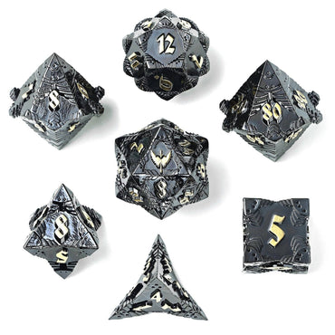 Solid Metal Paladin Class RPG Dice Set - Gunmetal w/ Gold (ONLINE ORDER ONLY)