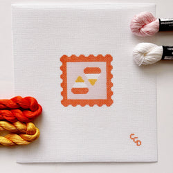 Cotswold Co Designs - Candy Corn Stamp Needlepoint Canvas – 18 Mesh Zweigart Mono Deluxe, 2.7" Hand Painted Fall Halloween Mini (ONLINE ORDER ONLY)