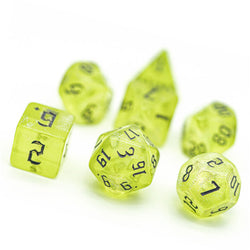Yellow Glitter Party Glitter Dice (Silver font) 7-Dice Set RPG DND (Online Only)