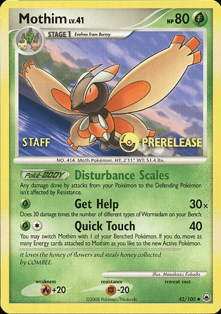 Mothim (42/100) (Staff Prerelease Promo) [Diamond & Pearl: Majestic Dawn] (Online Only)