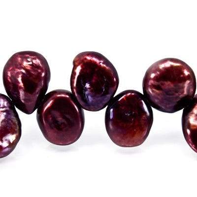 8mm - 10mm Merlot Top Drill Keshi Pearl, 15 inch (ONLINE ORDER ONLY)