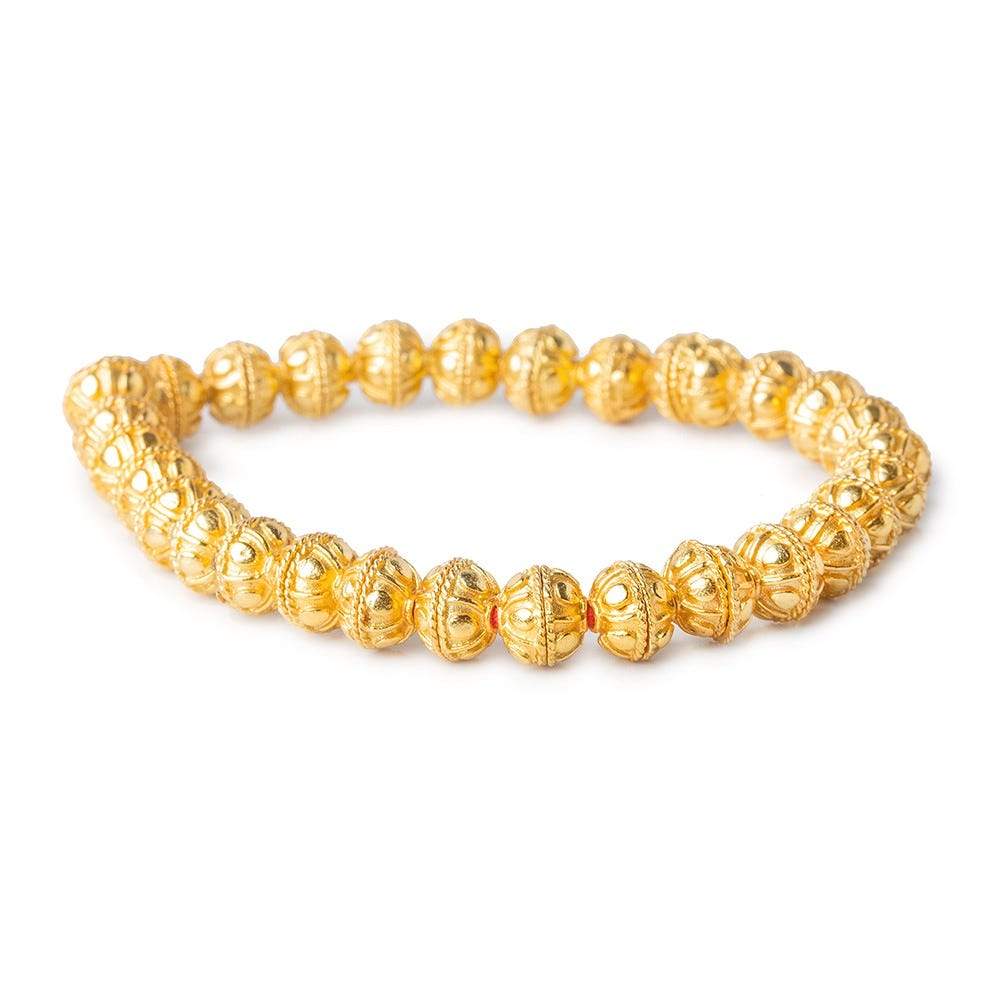 8mm 22kt Gold plated Copper Bead Cap Bali Design 8 inch 58 pieces (ONLINE ORDER ONLY)