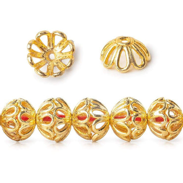 8mm 22kt Gold plated Copper Bead Cap Floral Design 8 inch 58 pieces (ONLINE ORDER ONLY)