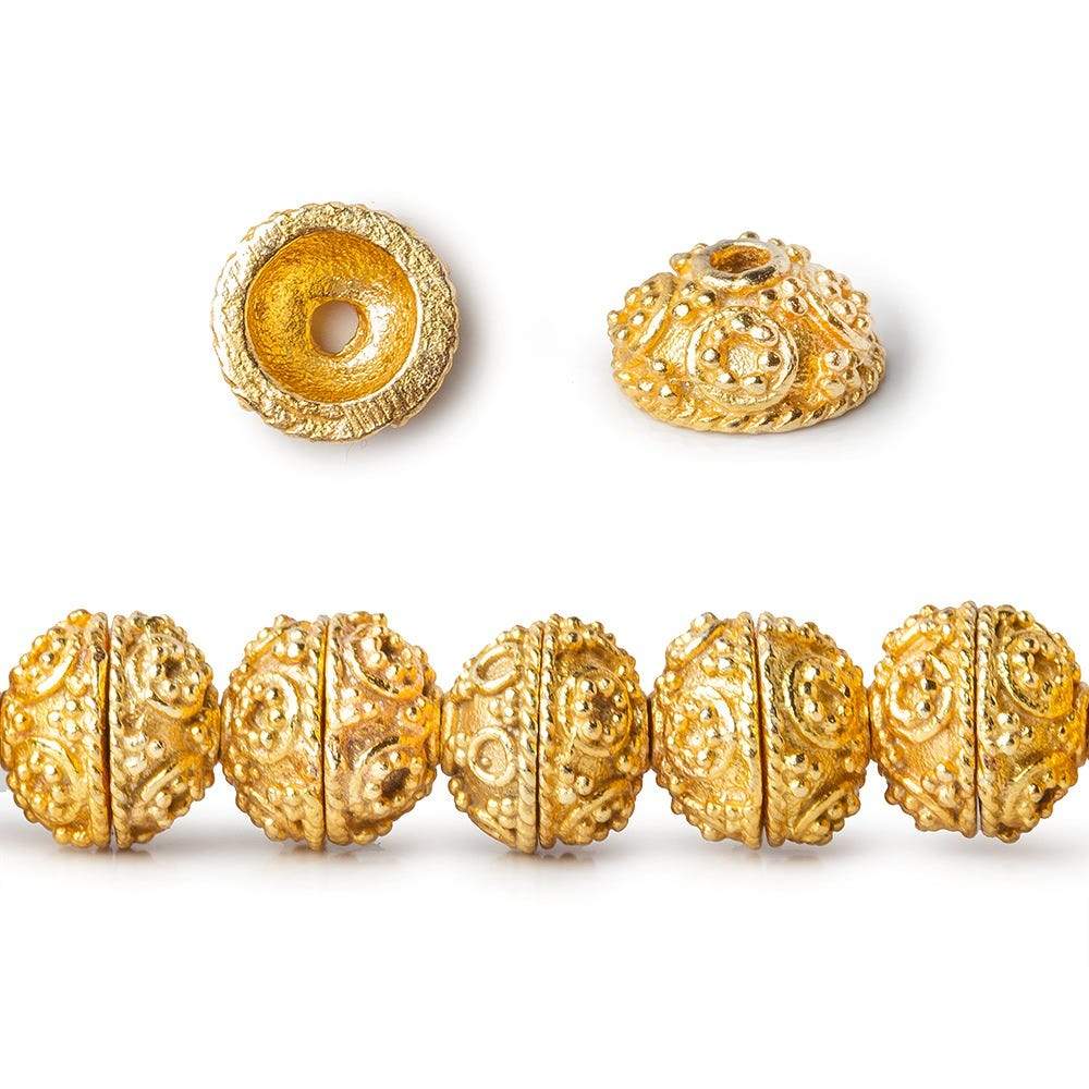 8mm 22kt Gold plated Copper Bead Cap Miligrain Circles 8 inch 54 pieces (ONLINE ORDER ONLY)