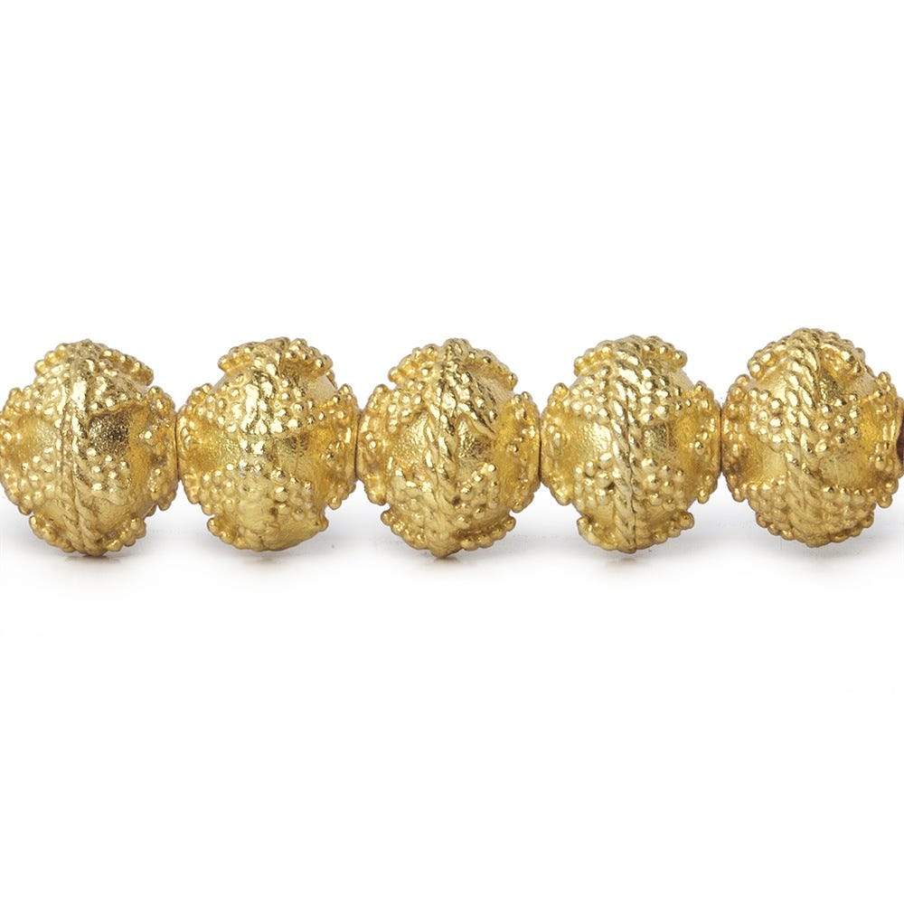 8mm 22kt Gold plated Copper Bead Miligrain Small and Large Triangle Design 8 inch 28 pieces (ONLINE ORDER ONLY)