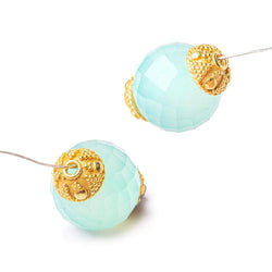 8mm 22kt Gold Plated Bead Cap Miligrain Triangle and Dot 8 inch 58 Beads (ONLINE ORDER ONLY)