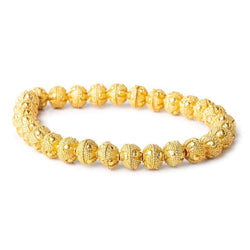 8mm 22kt Gold Plated Bead Cap Miligrain Triangle and Dot 8 inch 58 Beads (ONLINE ORDER ONLY)