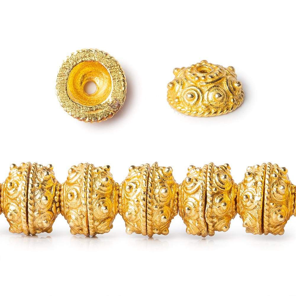 8mm 22kt Gold plated Copper Bead Cap Moroccan Dot 8 inch 60 pieces (ONLINE ORDER ONLY)