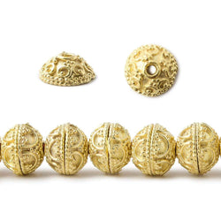 8mm 22kt Gold Plated Copper Bead Cap Persian Design 8 inch 58 pieces (ONLINE ORDER ONLY)