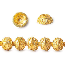8mm 22kt Gold Plated Copper Bead Cap Petite Plain Persian 8 inch 54 pieces (ONLINE ORDER ONLY)