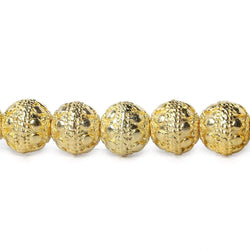 8mm 22kt Gold plated Copper Bead Round Dot Design 8 inch 28 pieces (ONLINE ORDER ONLY)