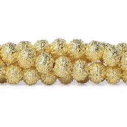 8mm 22kt Gold  plated Copper Bead Round Persian Design 8 inch 28 pieces (ONLINE ORDER ONLY)