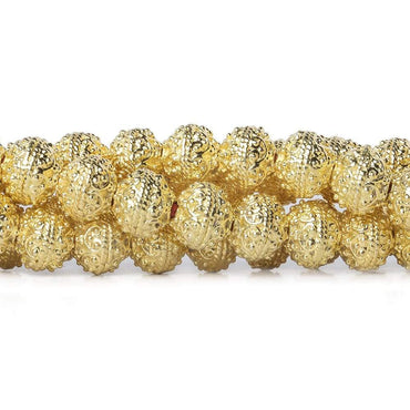 8mm 22kt Gold  plated Copper Bead Round Persian Design 8 inch 28 pieces (ONLINE ORDER ONLY)