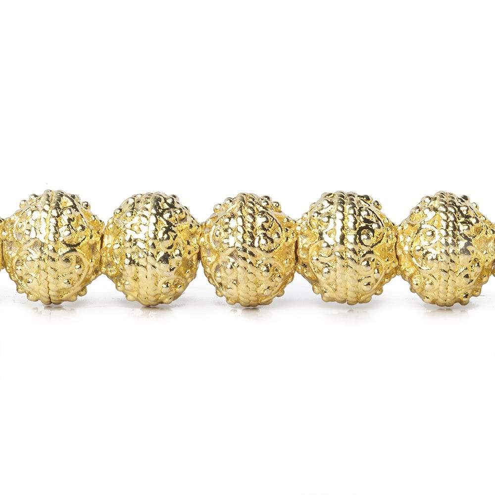 8mm 22kt Gold  plated Copper Bead Round Persian Design 8 inch 28 pieces (ONLINE ORDER ONLY)