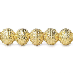 8mm 22kt Gold  plated Copper Bead Round Persian Design 8 inch 28 pieces (ONLINE ORDER ONLY)