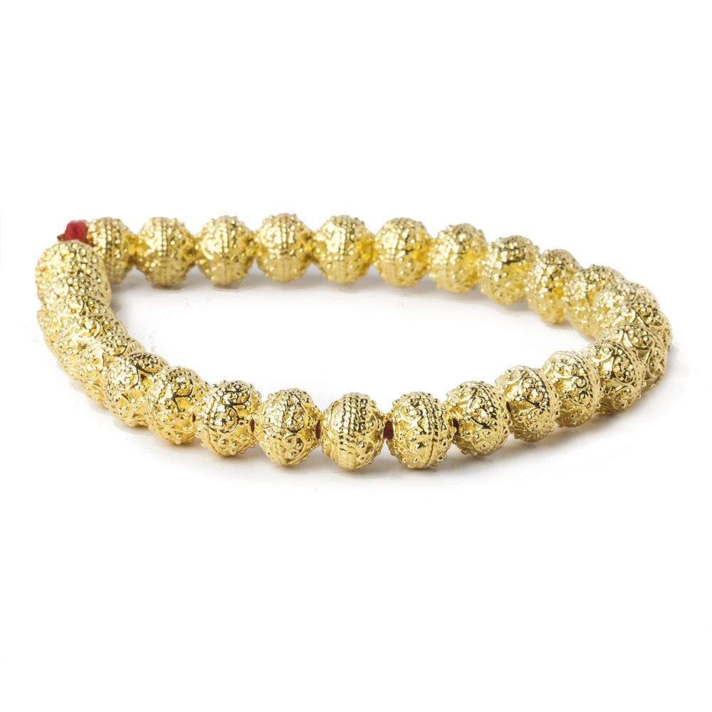 8mm 22kt Gold  plated Copper Bead Round Persian Design 8 inch 28 pieces (ONLINE ORDER ONLY)