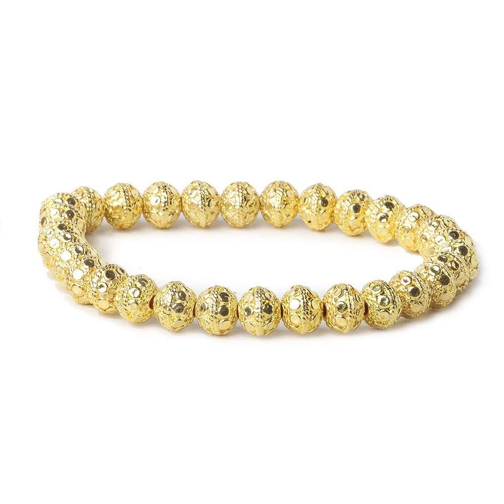 8mm 22kt Gold Plated Copper Bead Round Petite Dots 8 inch 26 pieces (ONLINE ORDER ONLY)