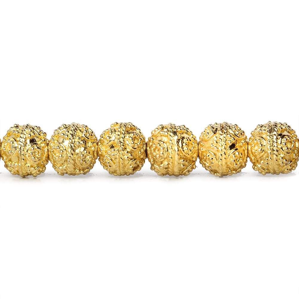8mm 22kt Gold Plated Copper Bead Roval  Miligrain Circles  8 inch 27 pieces (ONLINE ORDER ONLY)