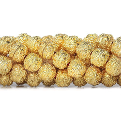 8mm 22kt Gold Plated Copper Bead Roval  Miligrain Circles  8 inch 27 pieces (ONLINE ORDER ONLY)