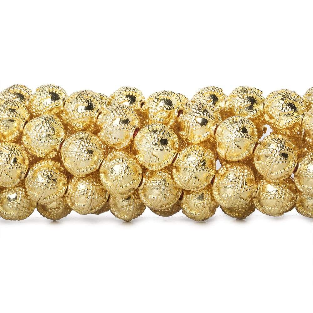 8mm 22kt Gold Plated Copper Bead Roval  Miligrain Triangle 8 inch 28 pieces (ONLINE ORDER ONLY)