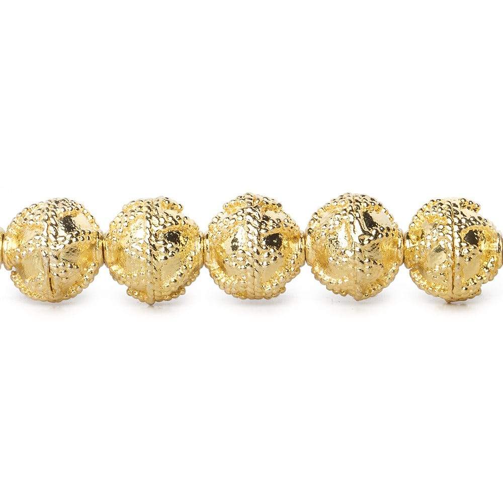 8mm 22kt Gold Plated Copper Bead Roval  Miligrain Triangle 8 inch 28 pieces (ONLINE ORDER ONLY)