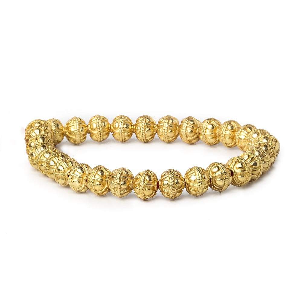 8mm 22kt Gold Plated Copper Bead Roval Pear Design 8 inch 28 pieces (ONLINE ORDER ONLY)