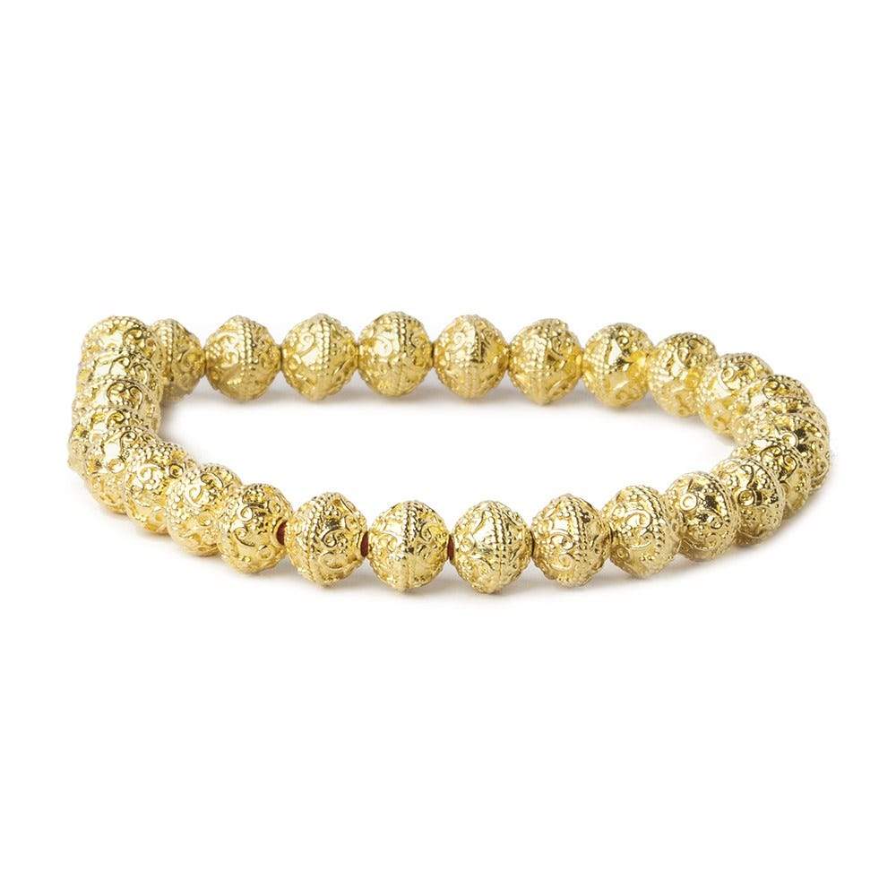 8mm 22kt Gold Plated Copper Bead Roval Petite Persian 8 inch 28 pieces (ONLINE ORDER ONLY)