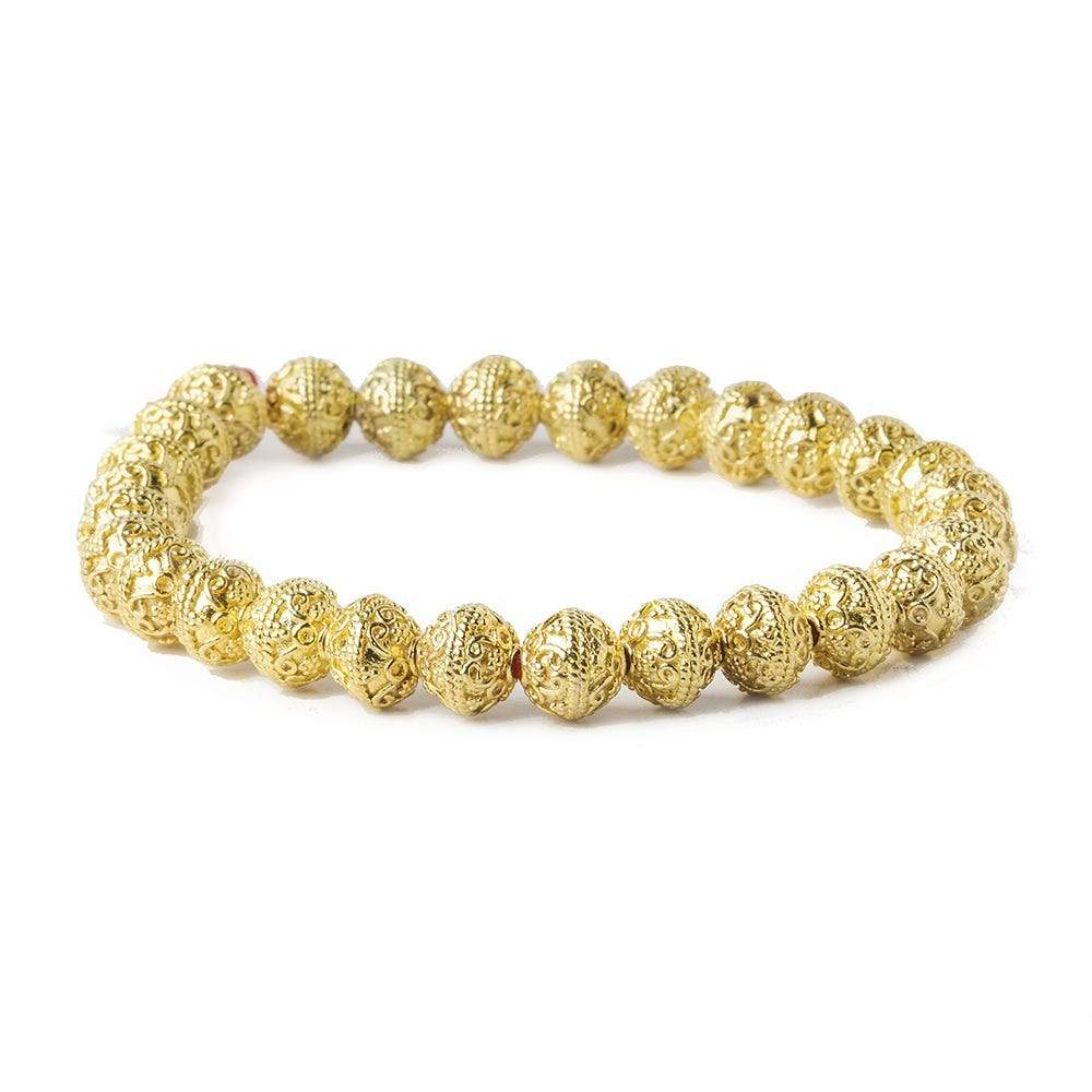 8mm 22kt Gold Plated Copper Bead Roval Petite Persian Swirl 8 inch 28 pieces (ONLINE ORDER ONLY)