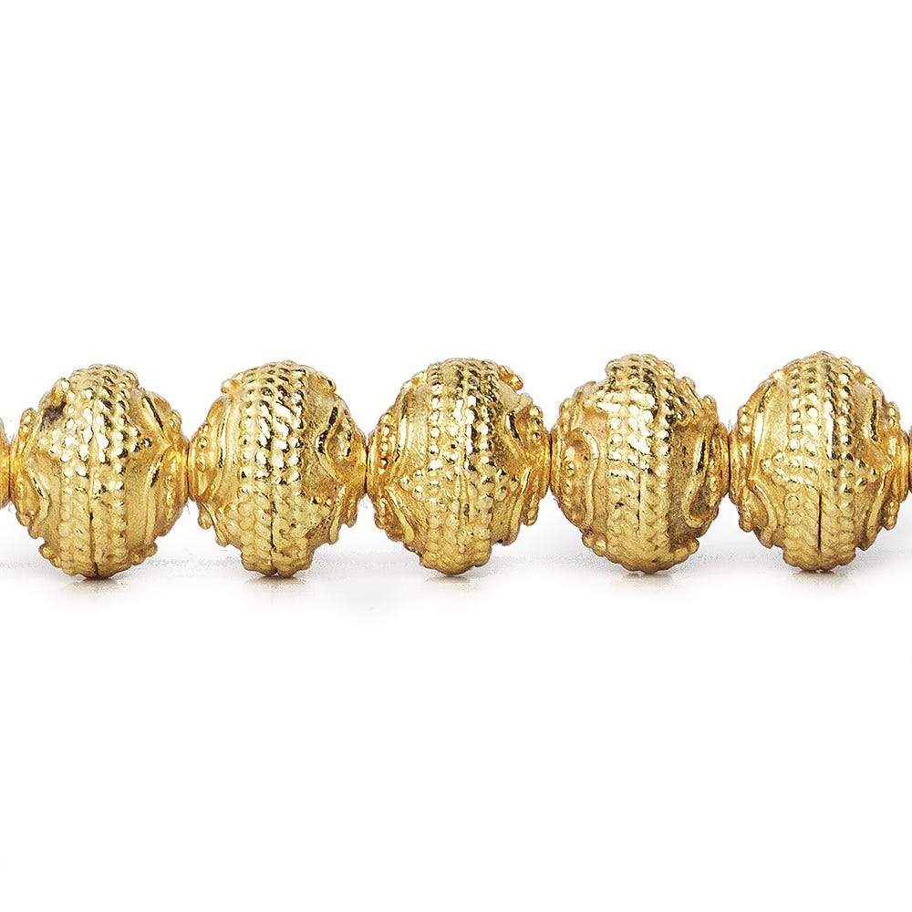 8mm 22kt Gold Plated Copper Bead Roval Triple Miligrain Center 8 inch 28 pieces (ONLINE ORDER ONLY)