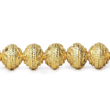 8mm 22kt Gold Plated Copper Bead Roval Triple Miligrain Center 8 inch 28 pieces (ONLINE ORDER ONLY)