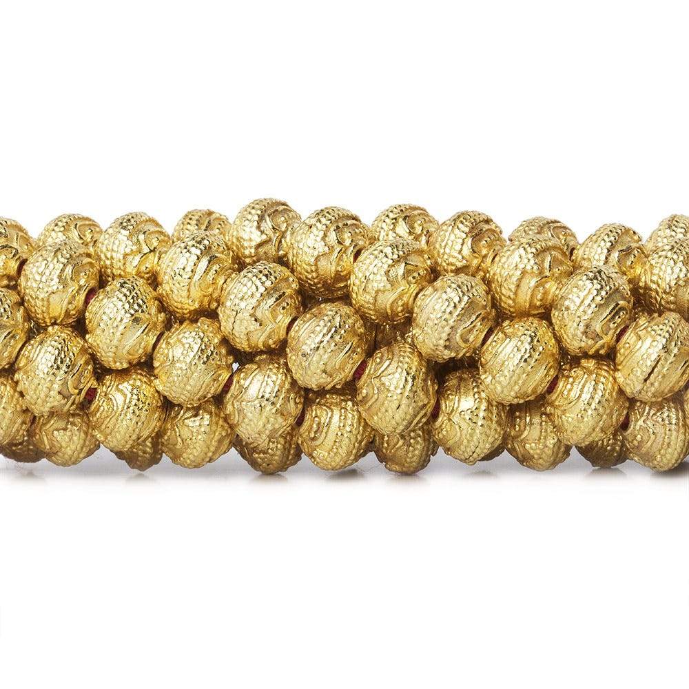 8mm 22kt Gold Plated Copper Bead Roval Triple Miligrain Center 8 inch 28 pieces (ONLINE ORDER ONLY)