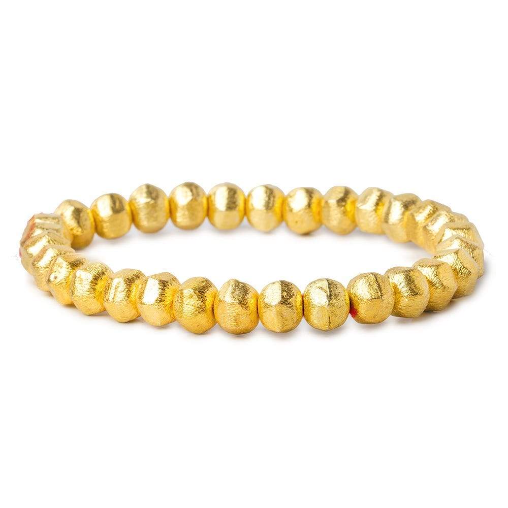 8mm 22kt Gold plated Copper Brushed Hexagon Beads 8 inch 25 pieces (ONLINE ORDER ONLY)