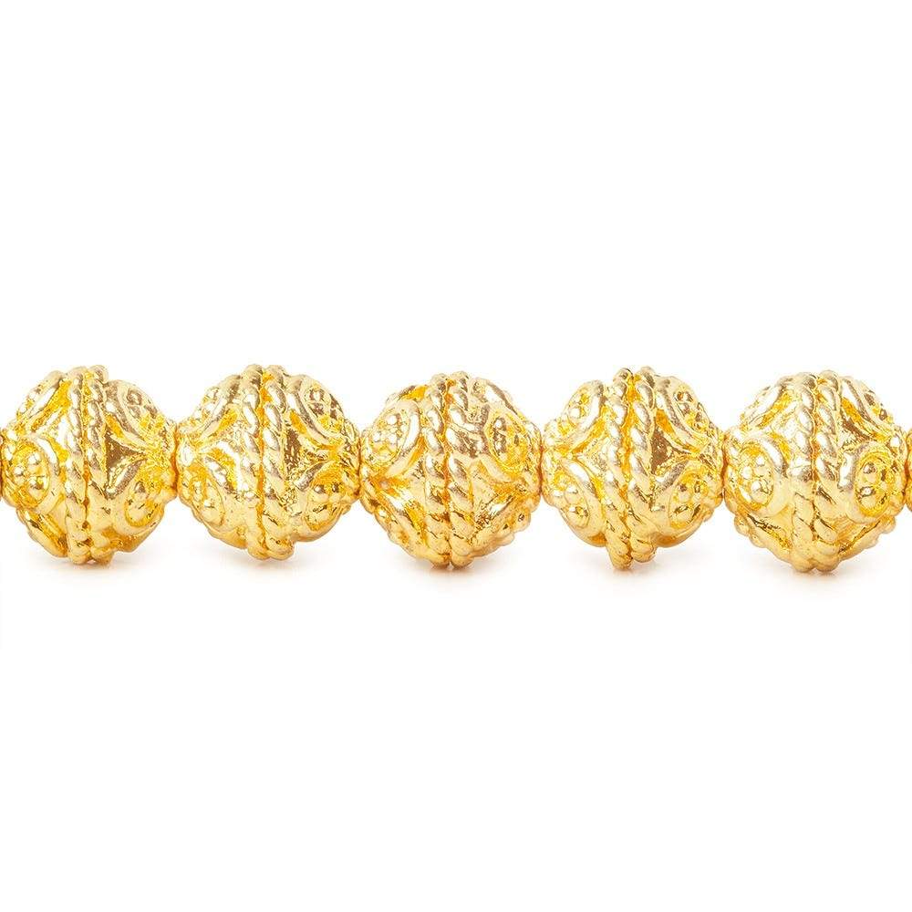 8mm 22kt Gold plated Copper Round Bali Beads 8 inch 27 beads (ONLINE ORDER ONLY)