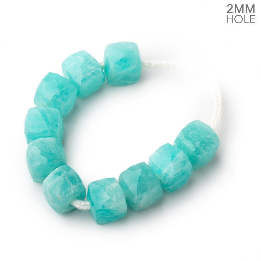 8mm Amazonite 2mm Large Hole Faceted Cube Beads Set of 10 (ONLINE ORDER ONLY)