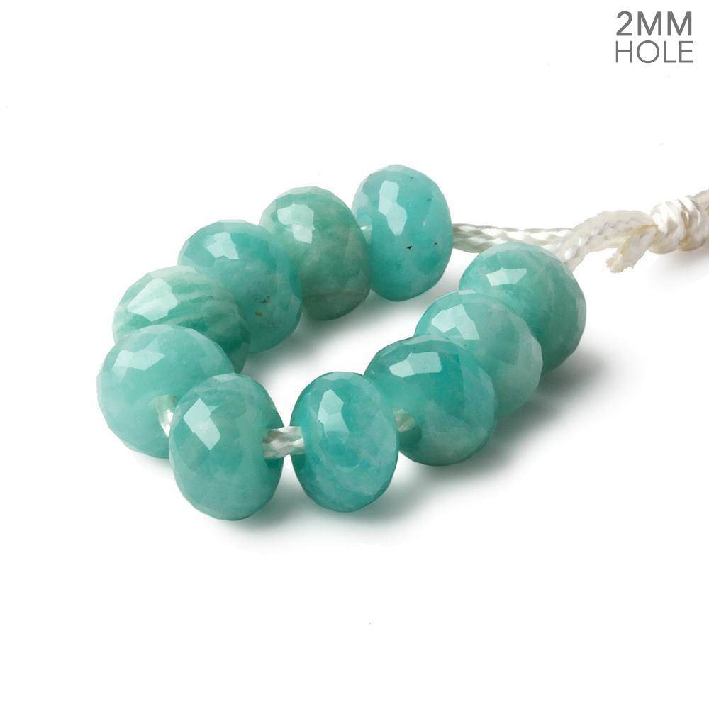 8mm Amazonite 2mm Large Hole Faceted Rondelle Bead Set of 10 (ONLINE ORDER ONLY)