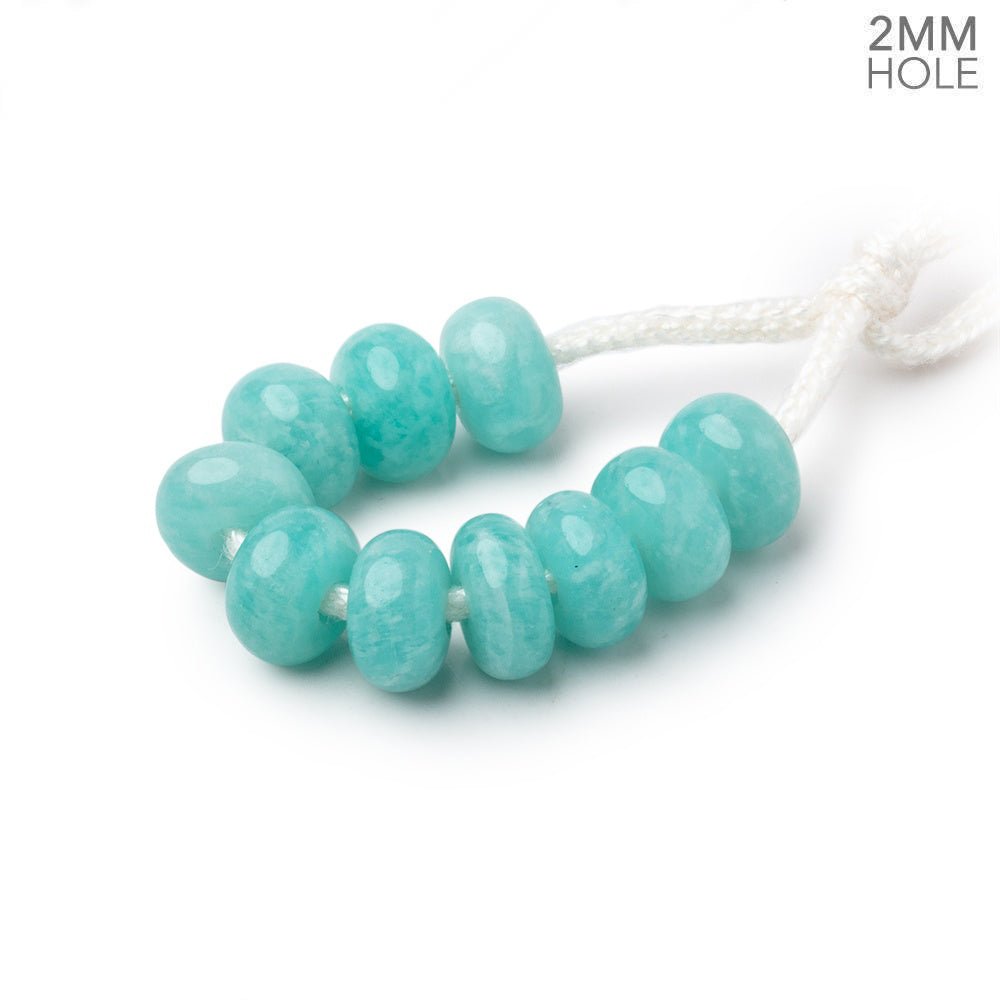 8mm Amazonite 2mm Large Hole Plain Rondelle Set of 10 (ONLINE ORDER ONLY)