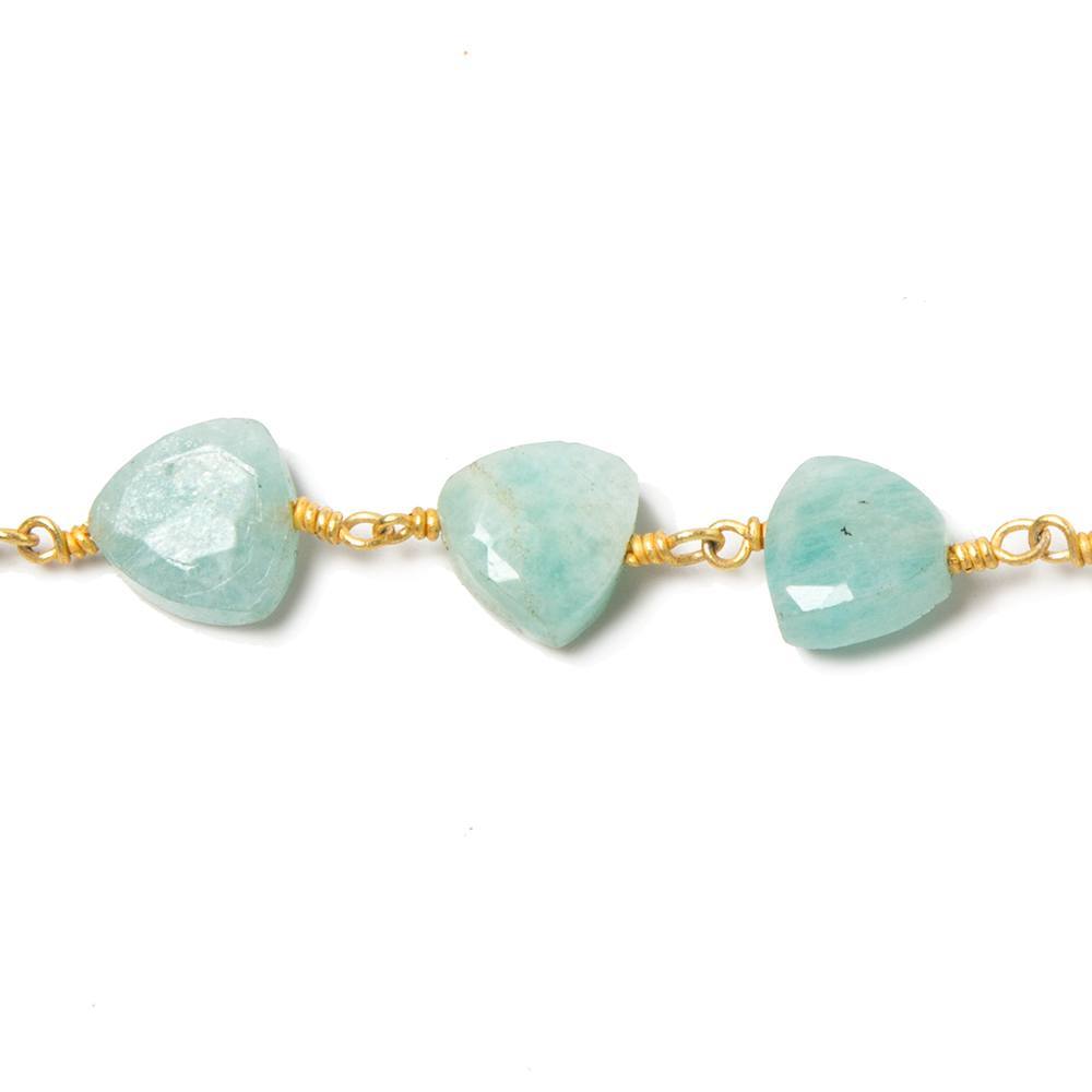 8mm Amazonite triangle Gold plated Chain by the foot 22pcs (ONLINE ORDER ONLY)
