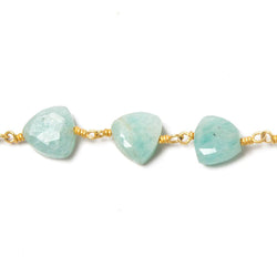 8mm Amazonite triangle Gold plated Chain by the foot 22pcs (ONLINE ORDER ONLY)