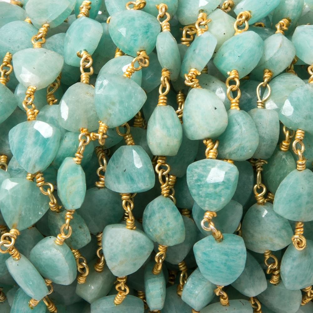 8mm Amazonite triangle Gold plated Chain by the foot 22pcs (ONLINE ORDER ONLY)