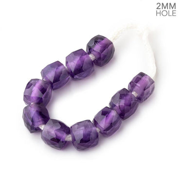8mm Amethyst 2mm Large Hole Faceted Cube Beads Set of 10 (ONLINE ORDER ONLY)