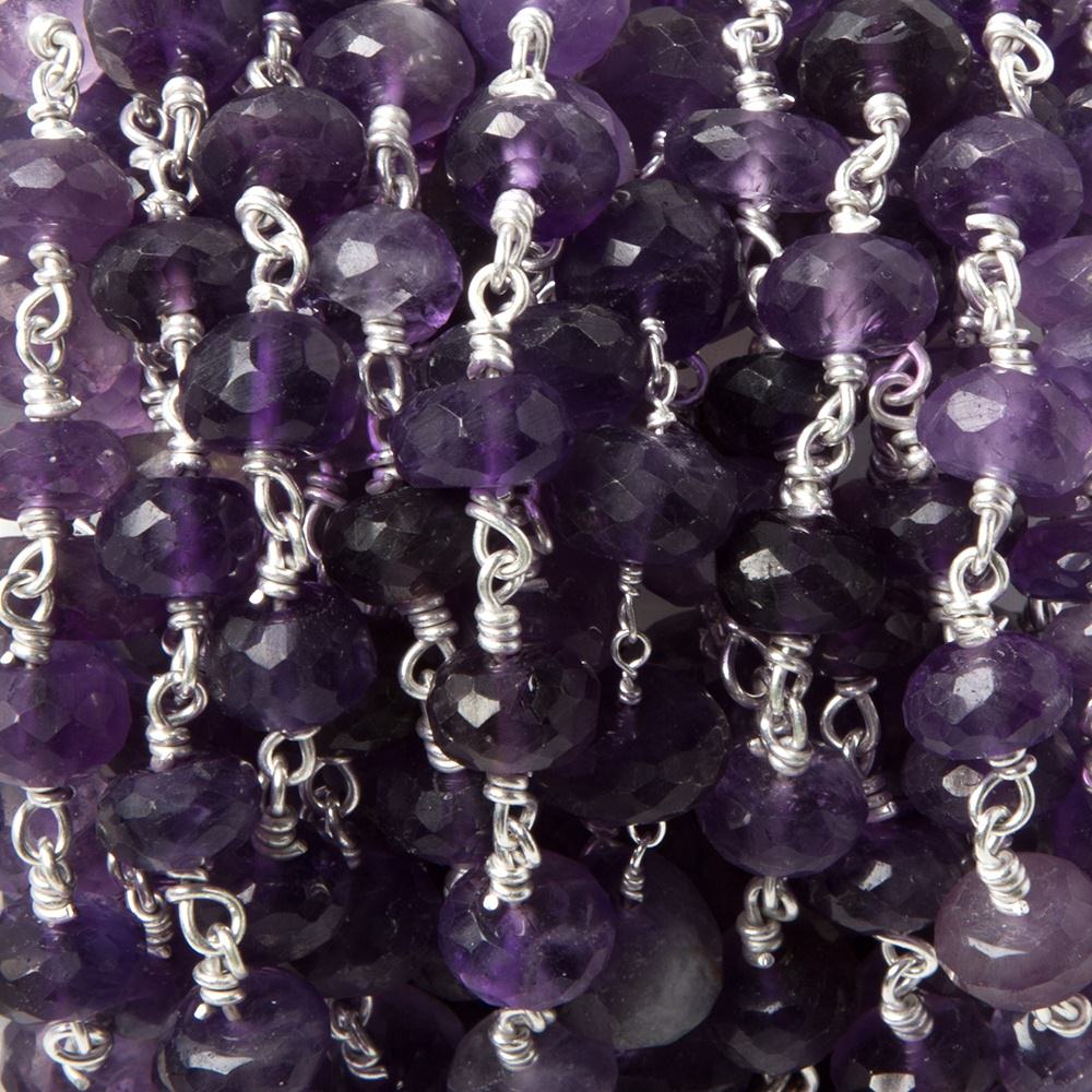 8mm Amethyst faceted rondelle Silver Chain by the foot 26 pcs (ONLINE ORDER ONLY)