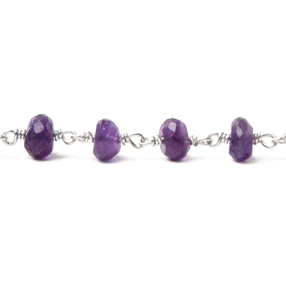 8mm Amethyst faceted rondelle Silver Chain by the foot 26 pcs (ONLINE ORDER ONLY)