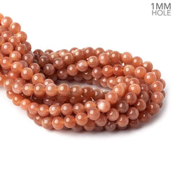 8mm Angel Skin Peach Moonstone plain round beads 16 inch 49 beads AA 1mm large hole (ONLINE ORDER ONLY)