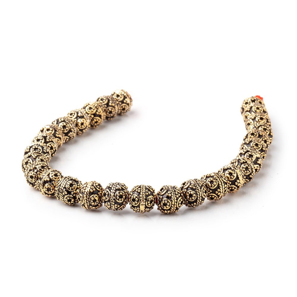 8mm Antiqued 22kt Plated Copper Rounds with Miligrain Circles 8 inch 27 beads (ONLINE ORDER ONLY)