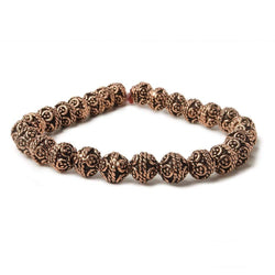 8mm Antiqued Copper Bali Design Round 8 inch 27 pcs (ONLINE ORDER ONLY)