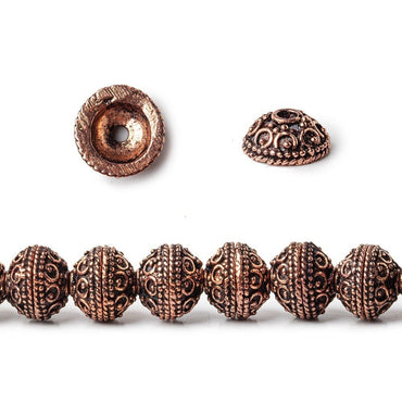 8mm Antiqued Copper Bead Cap Roval Petite Persian 8 inch 56 pcs (ONLINE ORDER ONLY)
