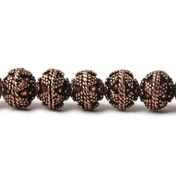 8mm Antiqued Copper Bead Miligrain Small & Large Triangle Design 8 inch 28 pcs (ONLINE ORDER ONLY)