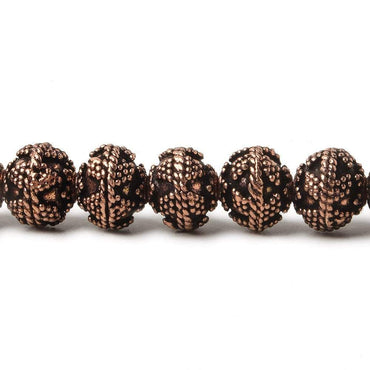 8mm Antiqued Copper Bead Miligrain Small & Large Triangle Design 8 inch 28 pcs (ONLINE ORDER ONLY)