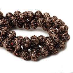 8mm Antiqued Copper Bead Miligrain Small & Large Triangle Design 8 inch 28 pcs (ONLINE ORDER ONLY)